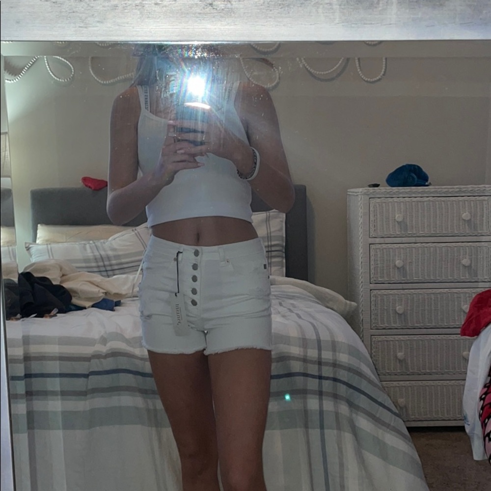 White jean shorts